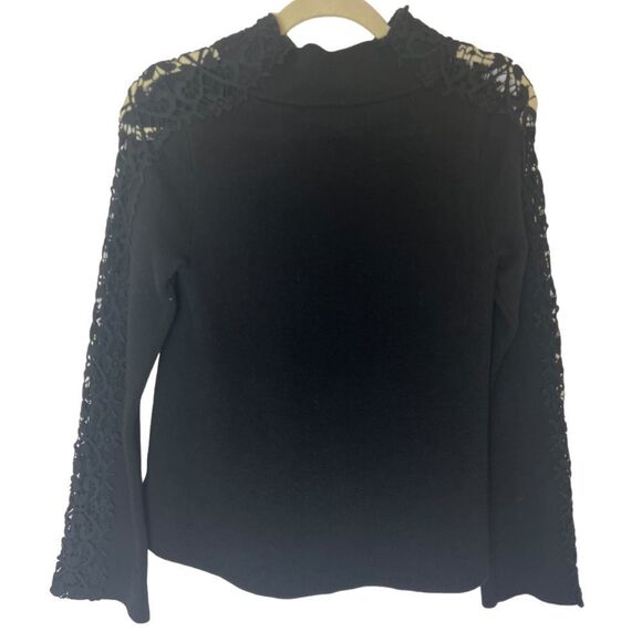 Anthropologie Knitted & Knotted Crochet Trim Mock Neck Sweater - Picture 1 of 12